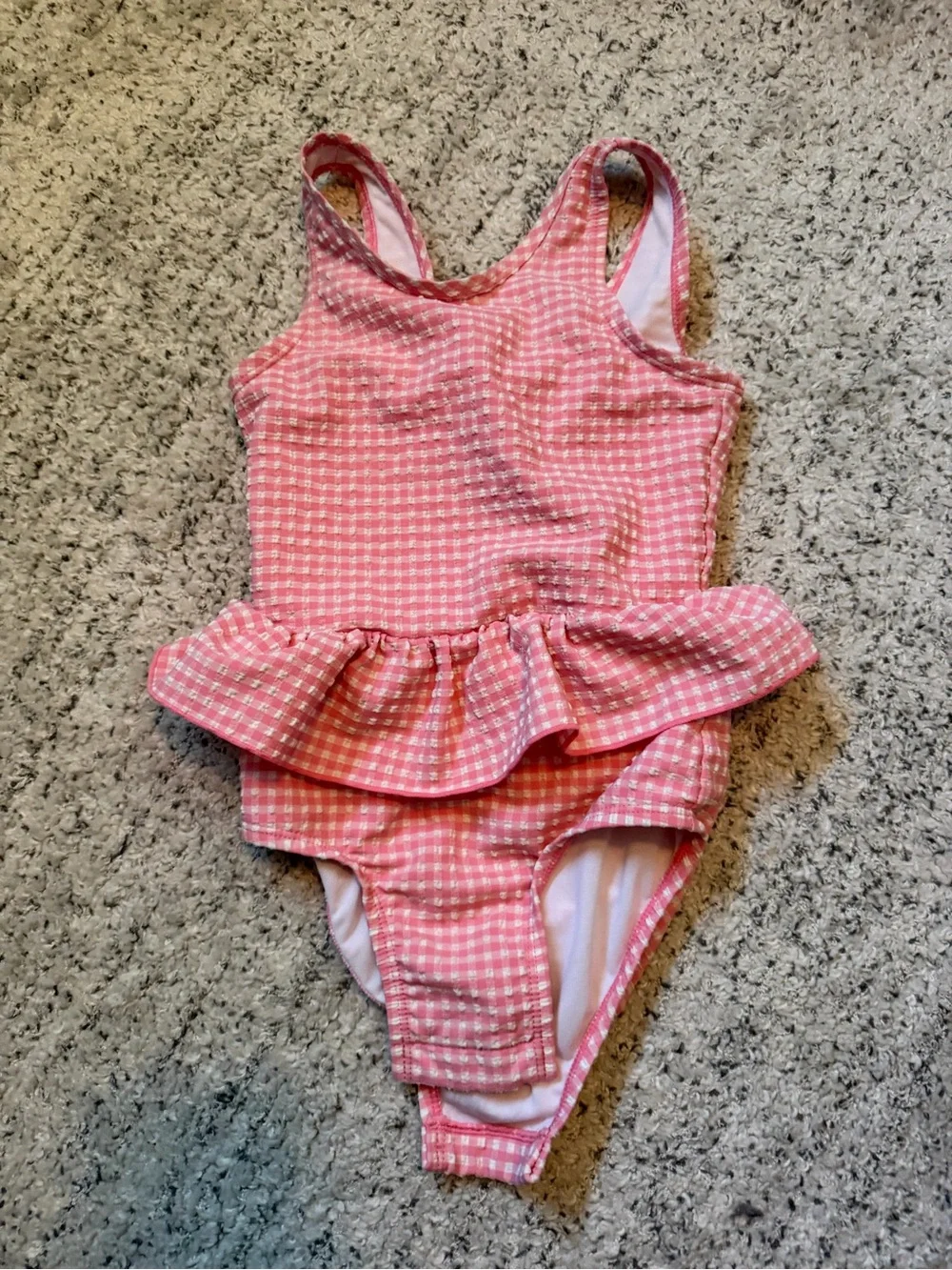 Cat & Jack Pink Gingham Peplum One-Piece Swimsuit
